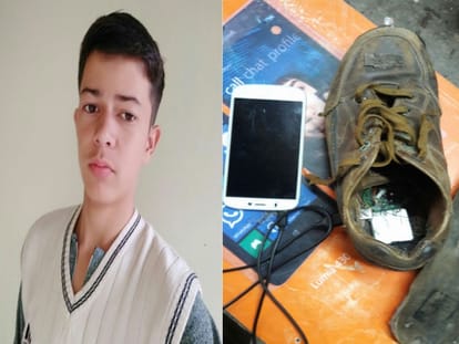 Mobile charging by shoes unique invention by student