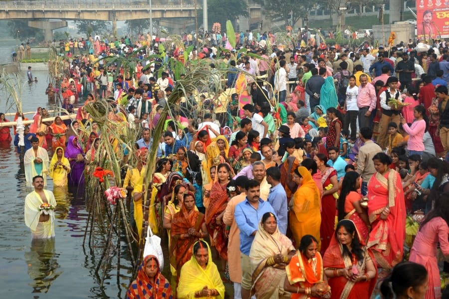 Chhath pooja celebration in Lucknow.