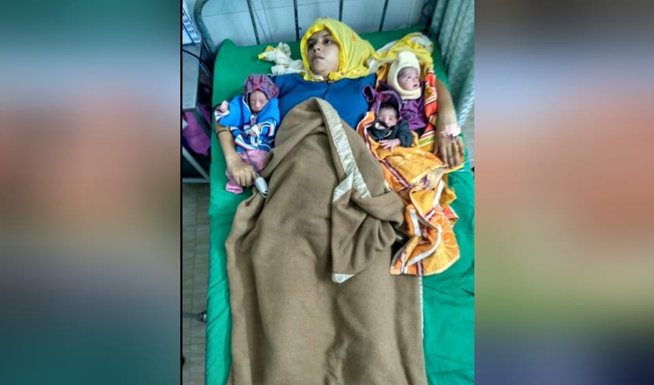 lady gave birth to three children