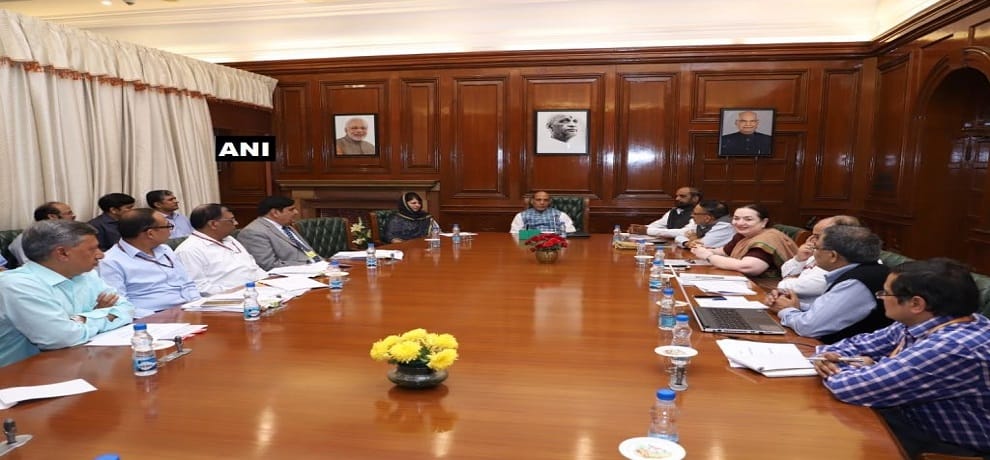 CM Mehbooba Mufti meets union minister rajnath singh in Delhi