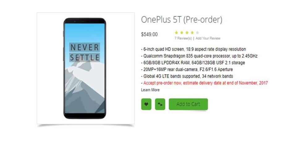 OnePlus 5T smartphone
