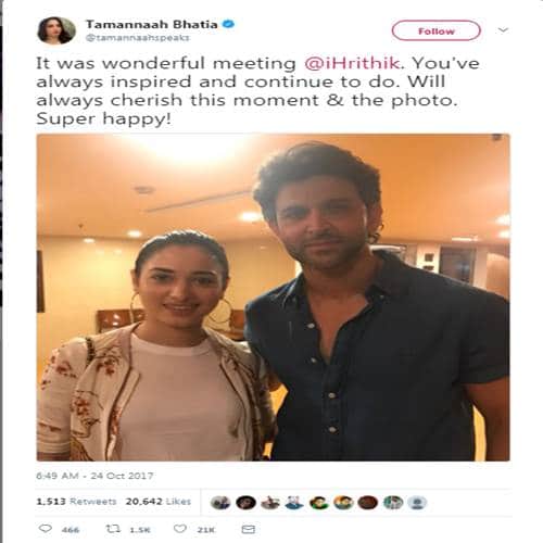 Tamannaah Bhatia met Hrithik Roshan, whats secret in this meeting