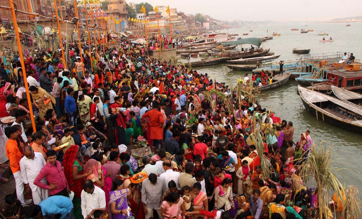 Chhath festival was celebrated with fanfare in varanasi
