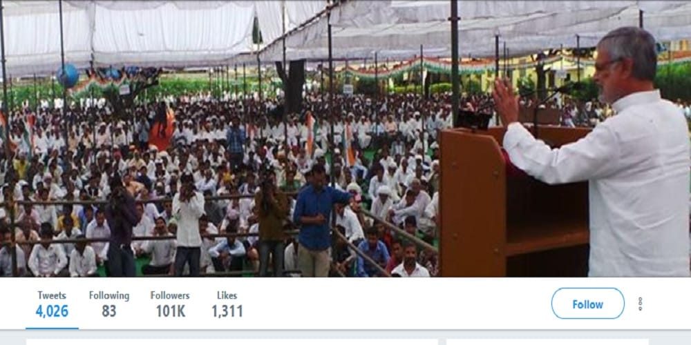 senior congress leader crossed million followers on twitter 