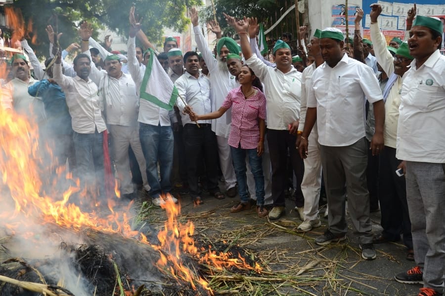 farmers burn their crops in front of vidhan bhawan in Lucknow.