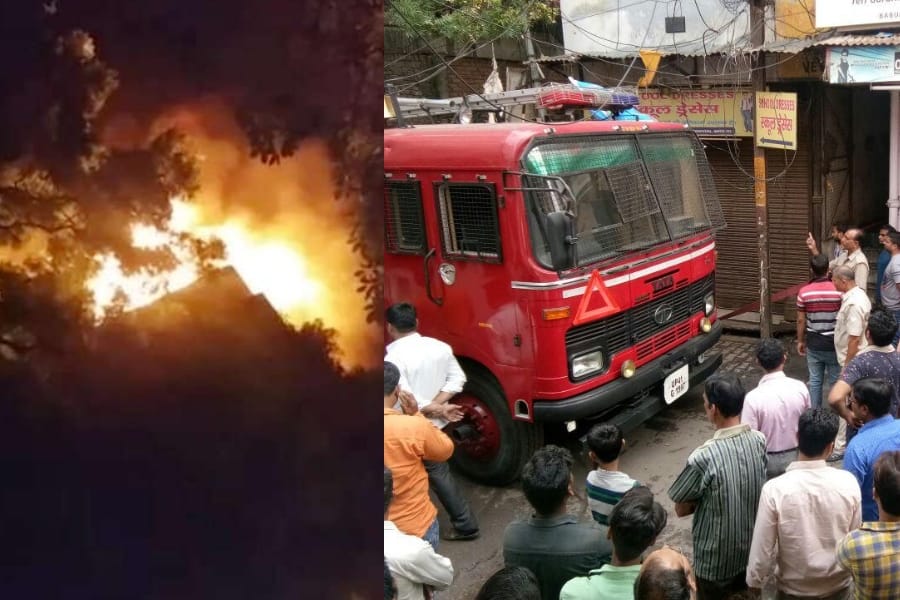 fire in clothes showroom in narahai in Lucknow.