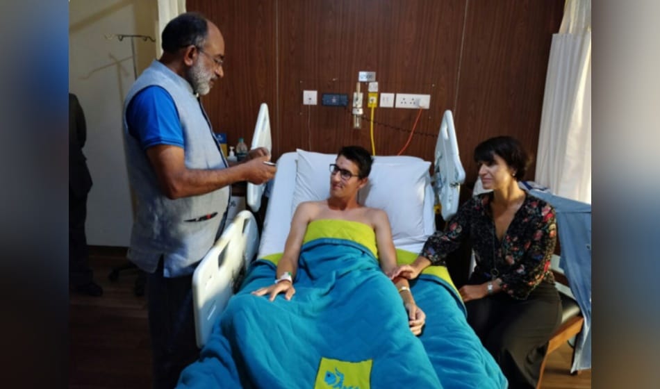 tourism minister K. J. Alphons reached apollo hospital to meet swiss couple