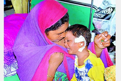 girl children meet to their grandmother in sitapur.
