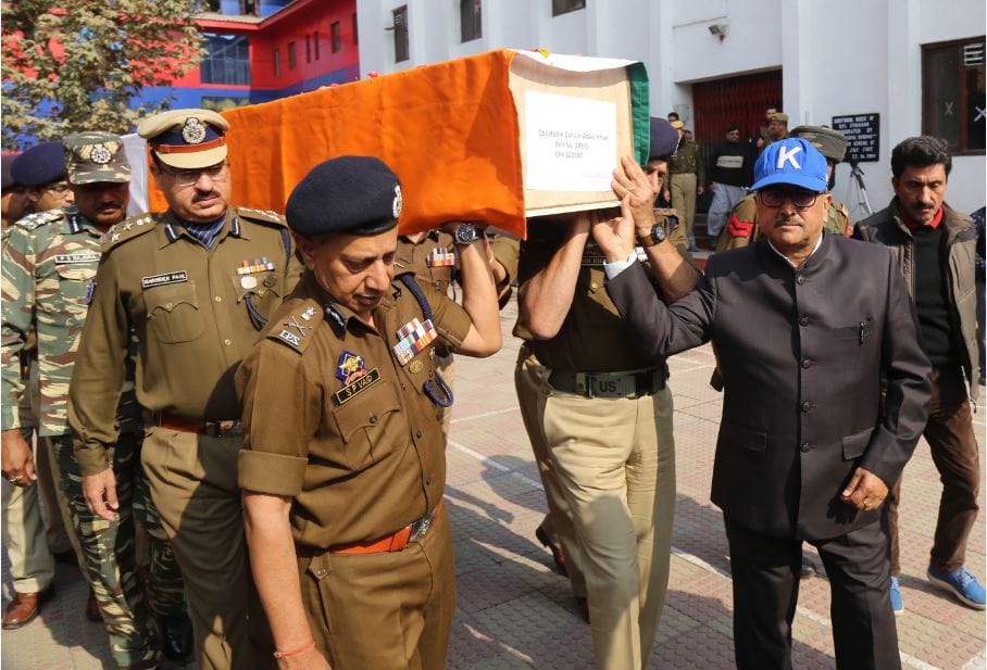 Paying tribute to the martyred jawan in the Hajin encounter