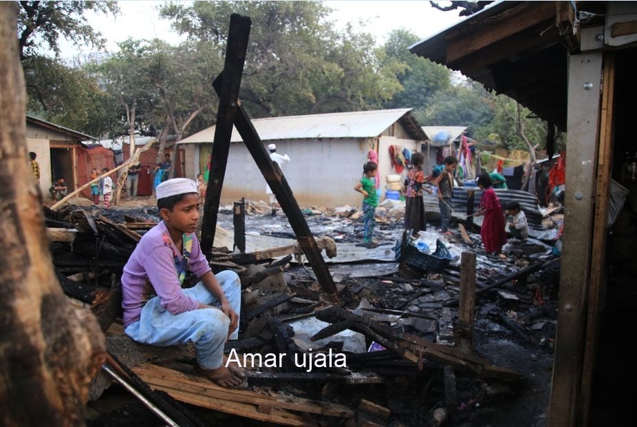 ire in Rohingya slum in narwal jammu