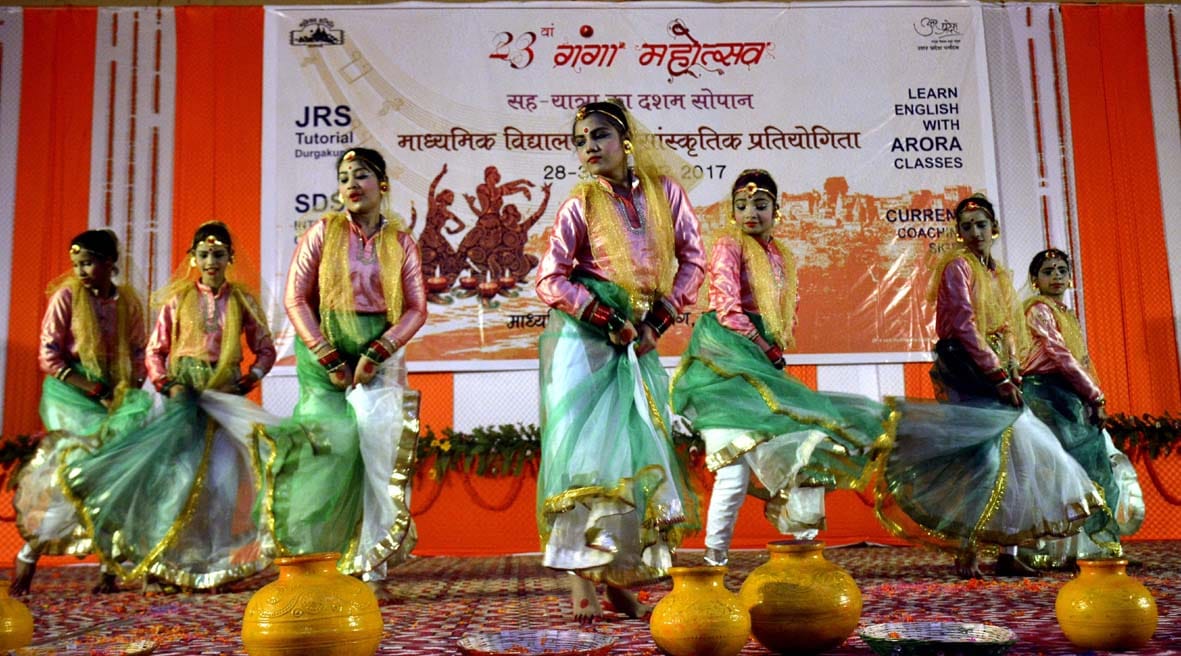 artists performances on the stage of ganga festival in varanasi