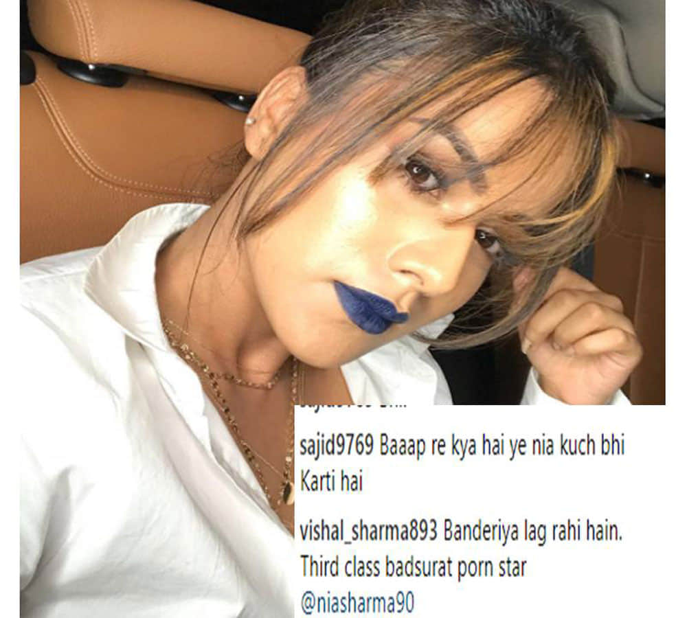 tv actress Nia Sharma photoshoot with blue lipstick