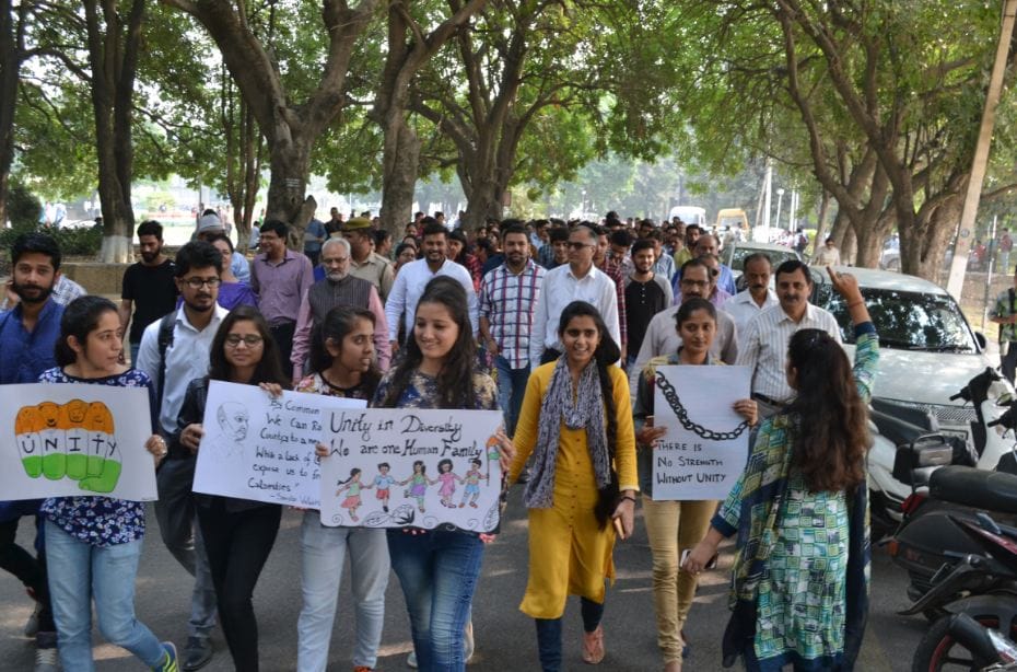 Unity March of ABVP against 'Red Terror'