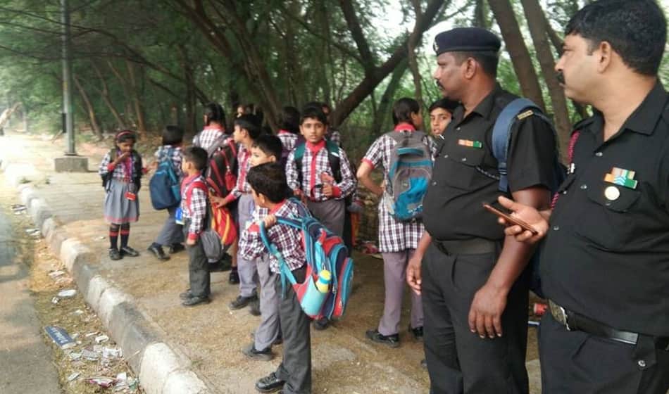photos of school bus catches fire near dhaula kuan, all 35 students evacuated