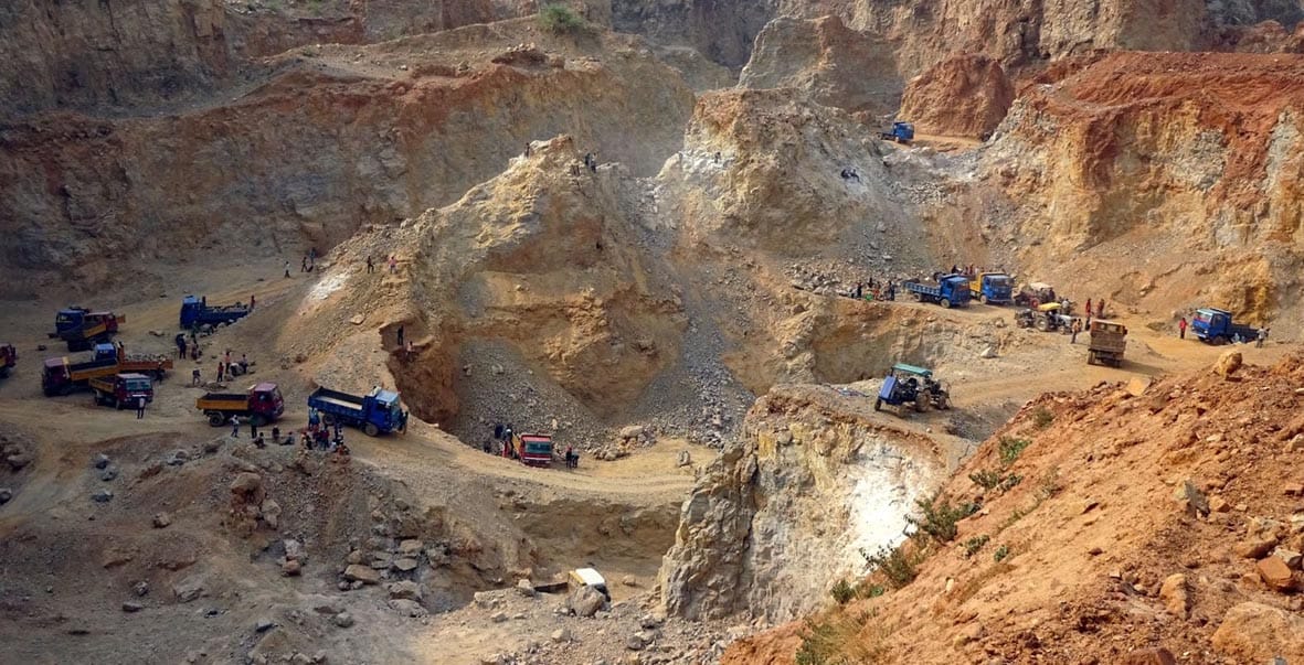 Dumper and JCB machine buried due to mountain cracking during illegal mining