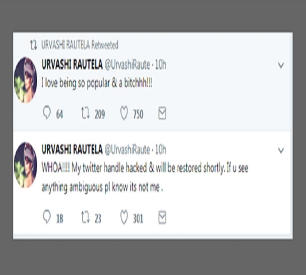 bollywood actress urvashi rautela twitter account hacked