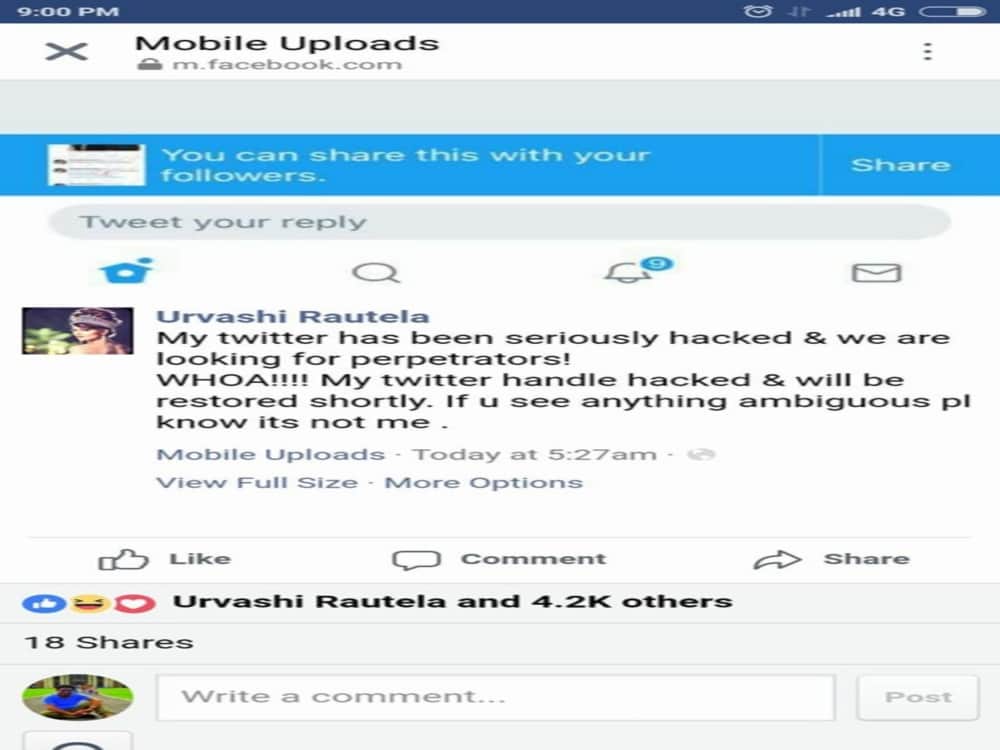 urvashi rautela mother talk about twitter account hacked