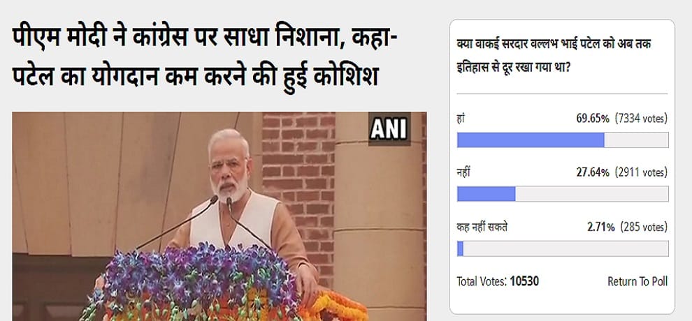 Amar Ujala Poll: Previous governments ignored sardar Patel's legacy