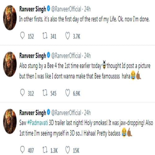 Ranveer Singh see himself first time in 3D in Padmavatis trailer