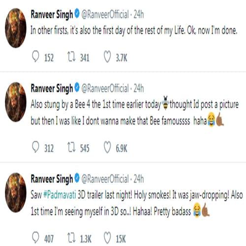 Ranveer Singh see himself first time in 3D in Padmavatis trailer