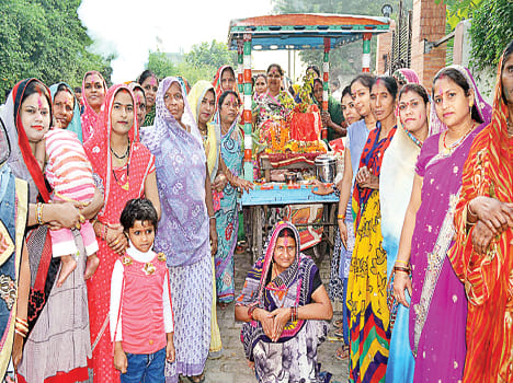 God Shaligram and Tulsi procession that came out with band play