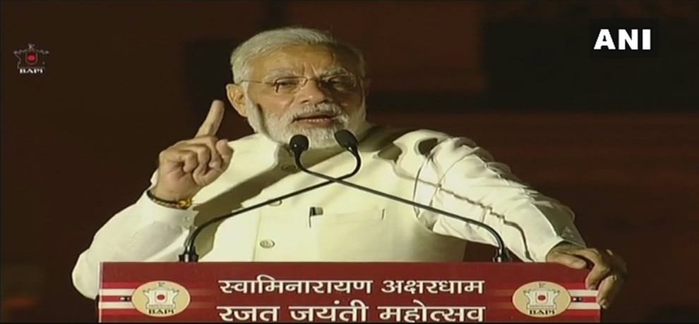 PM modi in Gujarat addresses silver jubilee celebrations of the Akshardham temple