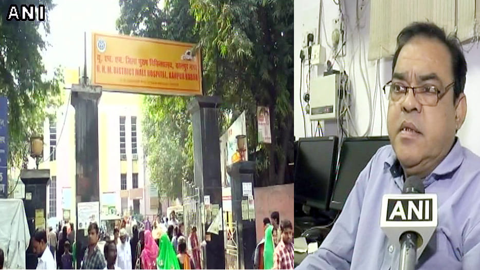 kanpur UHM government hospital being painted in saffron color