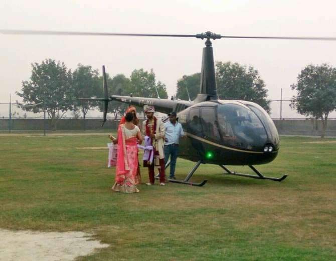 unique marriage, village boy brought his bride vaya helicopter at sonipat