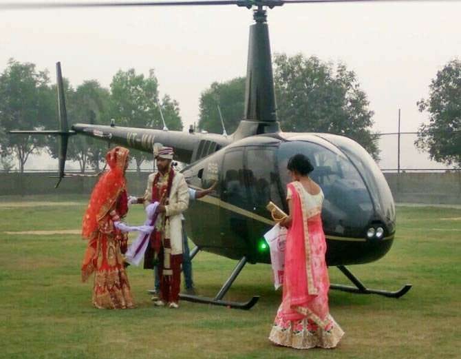 unique marriage, village boy brought his bride vaya helicopter at sonipat