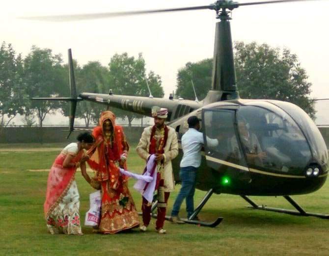 unique marriage, village boy brought his bride vaya helicopter at sonipat