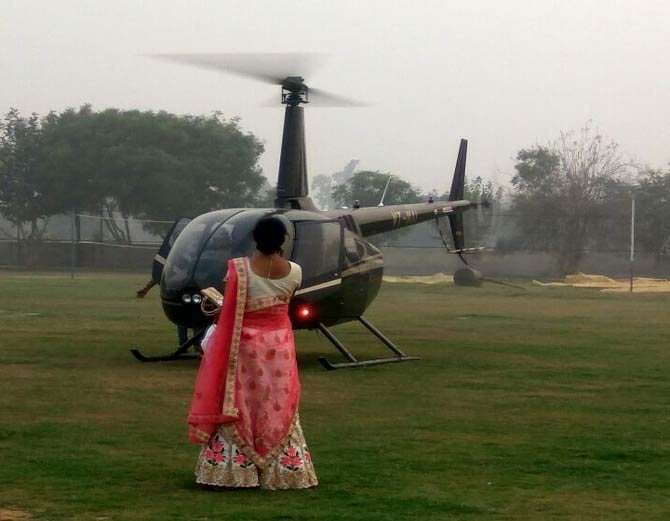 unique marriage, village boy brought his bride vaya helicopter at sonipat