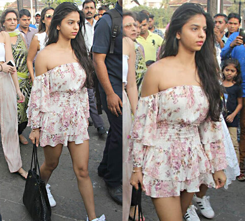 Suhana Khan off shoulder dress returns from Alibaug after celebrating dad Shah Rukh Khan birthday