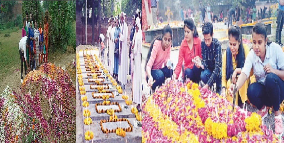 Candle burns in graveyard, christians celebrated the Eid of the Muslims
