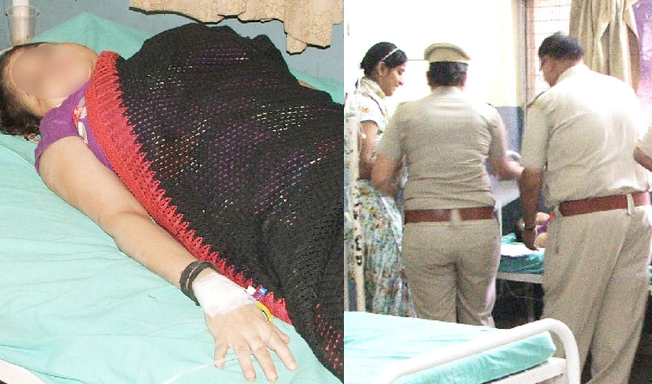 woman accused a baba to molest and grab land took poison in police station 