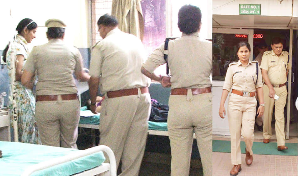 woman accused a baba to molest and grab land took poison in police station 