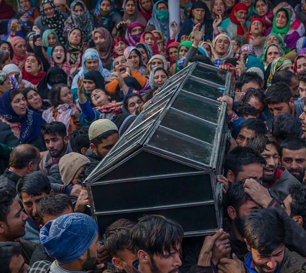 The crowd gathered in the last ritual of dead bjp leader gauhar bhatt in shopian