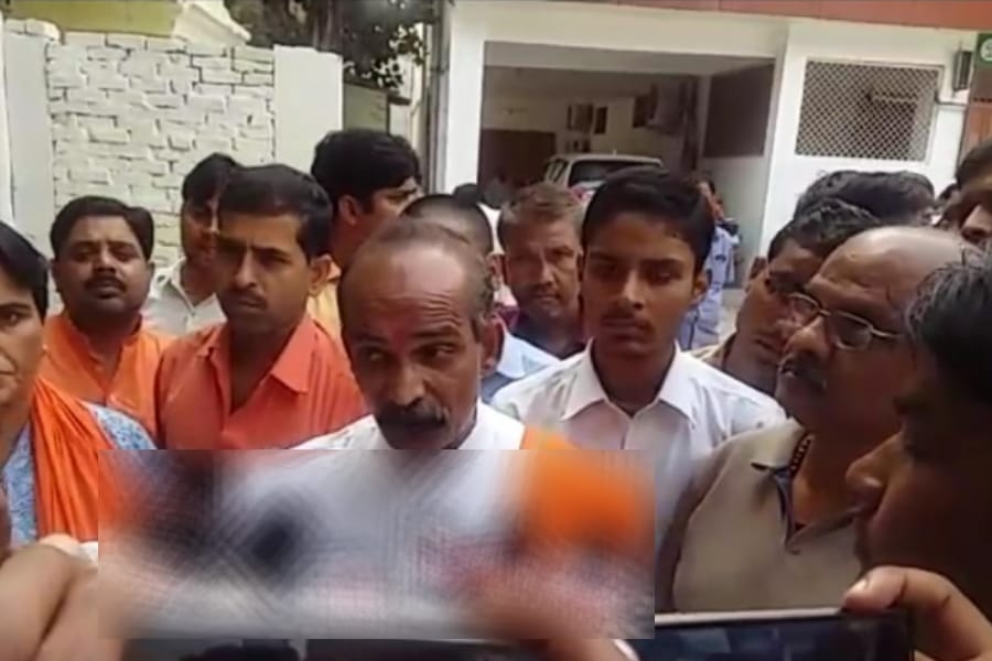 A BJP activist tried to set fire himself in Lucknow.
