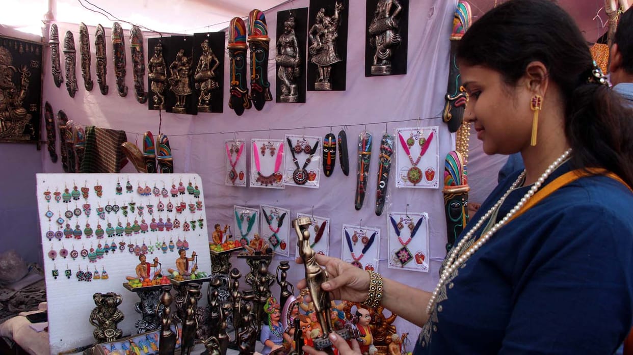 crafts fair in varanasi, people bought essential goods