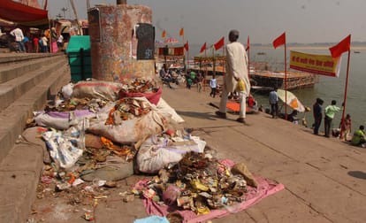 dirt on the bank of ganga next day of dev deepawali