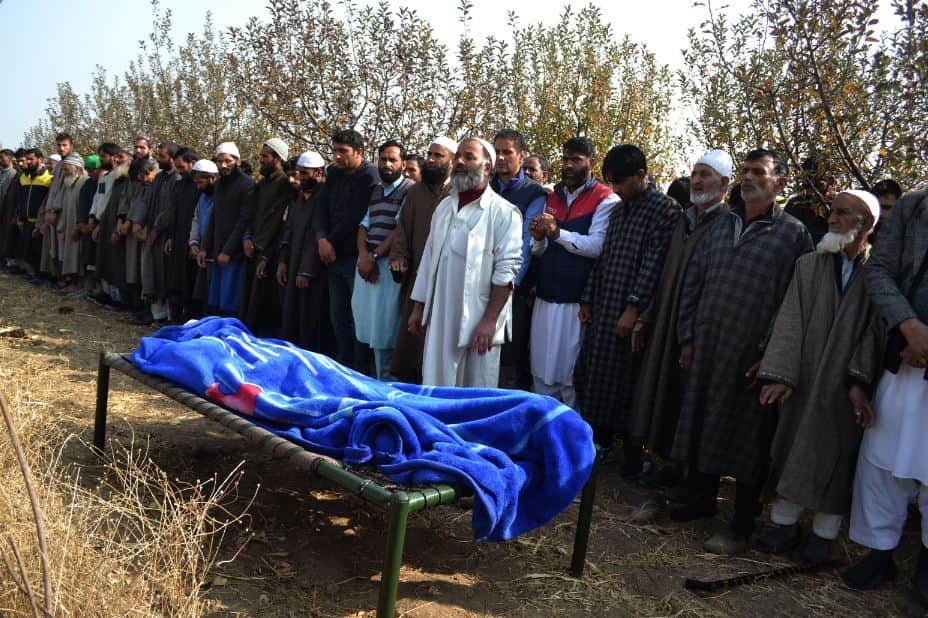 Funeral pictures of constable Abdul Salaam who was killed in a militants attack at Rajpora