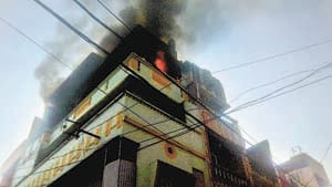 Fire at the third floor of the house in Sadar Bazar