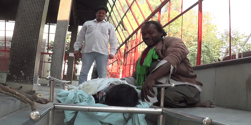 This man was sitting in the crematorium with wife's dead body 