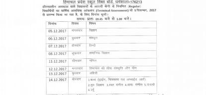 winter closing school date sheet for fifth, eighth and ninth class examination