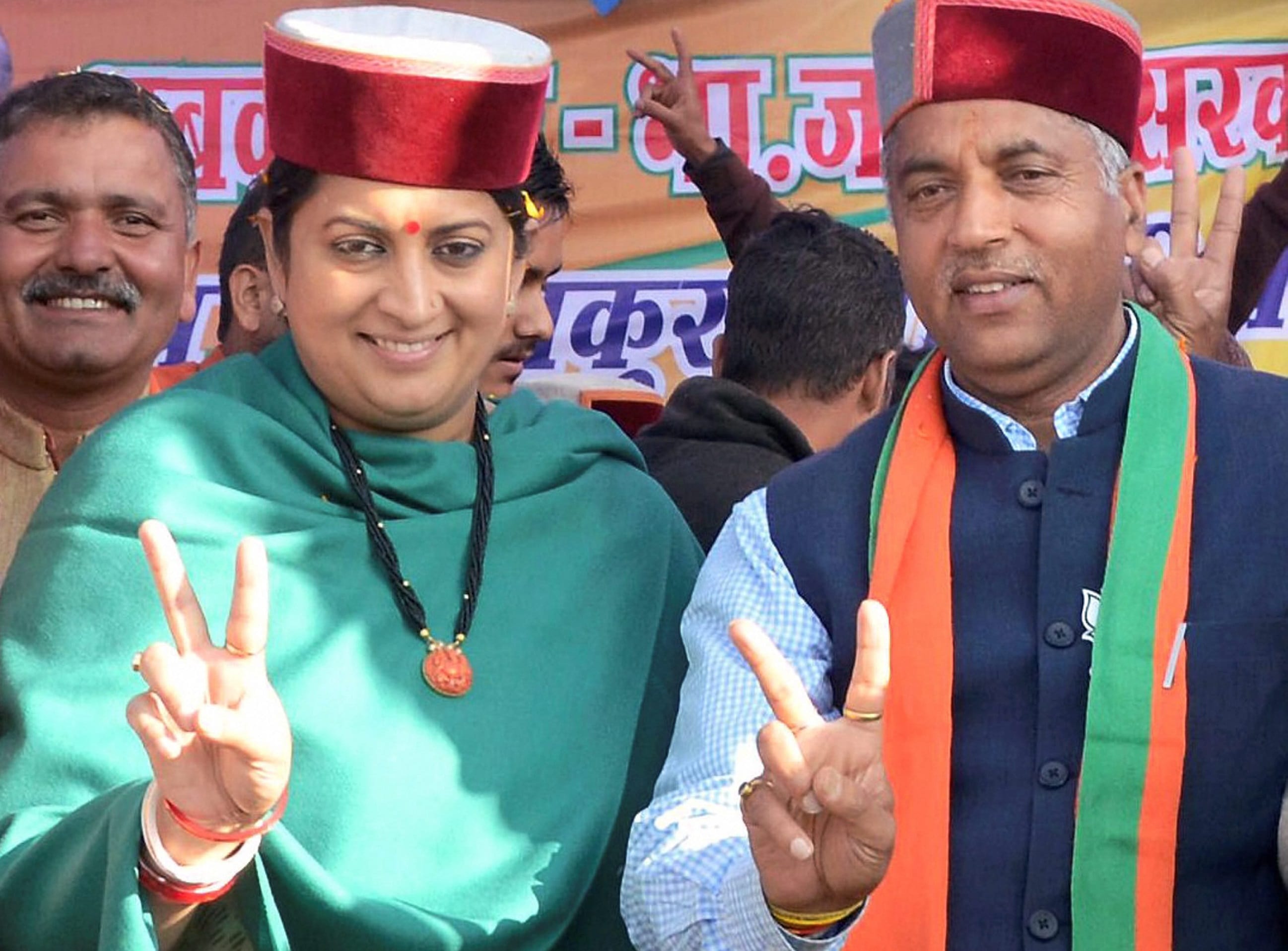 Smriti Irani addresses election rally at Seraj in Mandi
