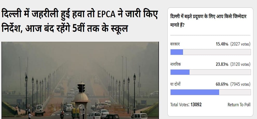 Amar Ujala Poll: Government and citizen are responisible for pollution