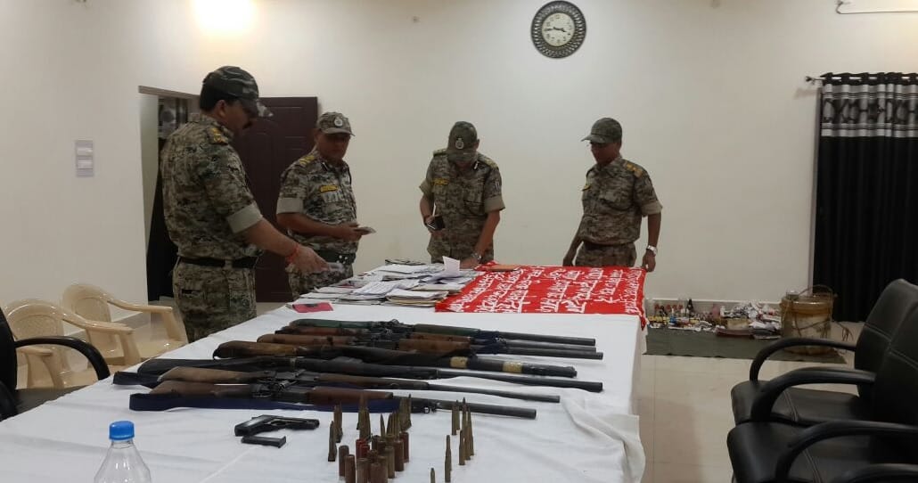Ammunition and material recovered from six naxals killed by security forces in Narayanpur Abujmarh