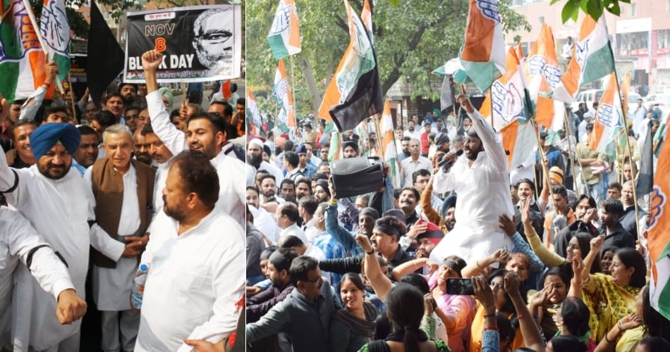 Black Day Protest Against Demonetisation in Chandigarh