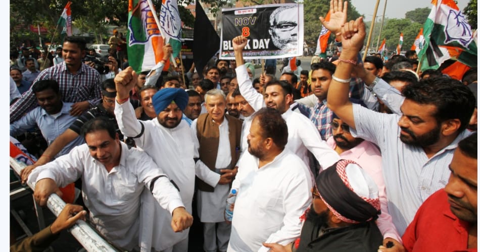 Black Day Protest Against Demonetisation in Chandigarh