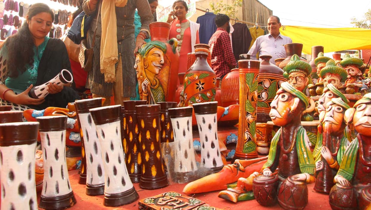 craft fair in varanasi, customers likes artificial bouquets