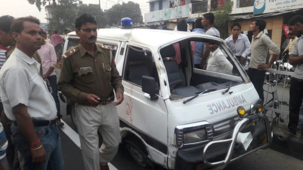 Ambulance dividers collide, two injured